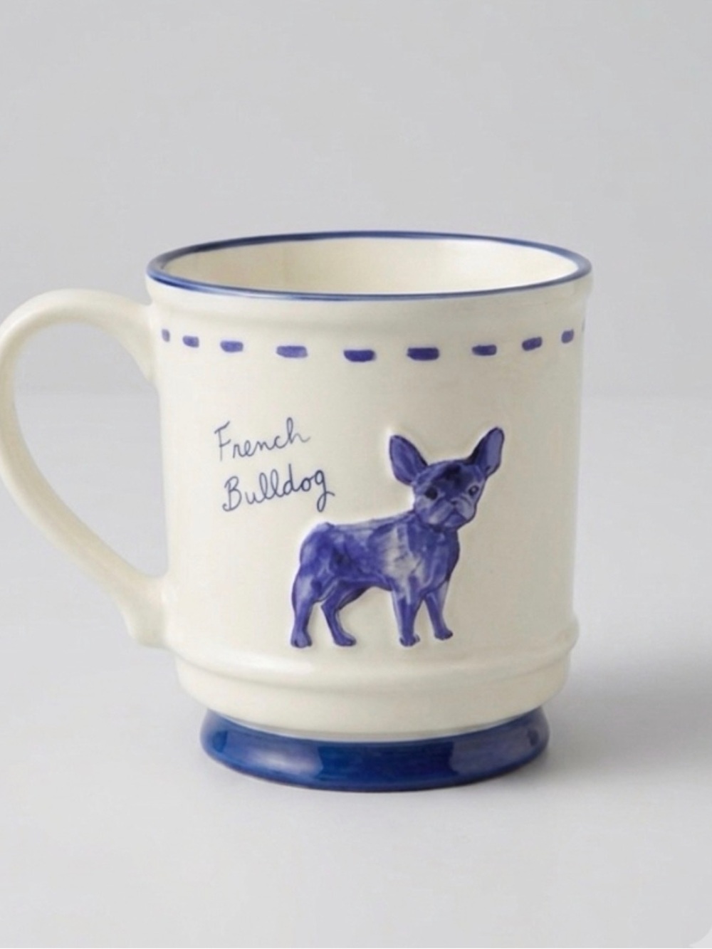 French Bulldog Coffee Tea Ceramic Mug in Blue and Cream Frenchie 💙